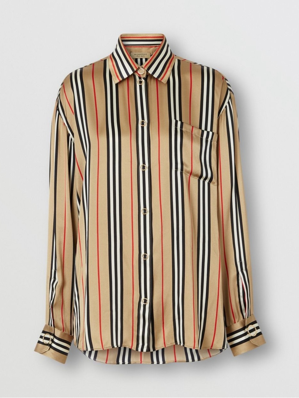 Burberry Women's Iconic Stripe Printed Silk Shirt